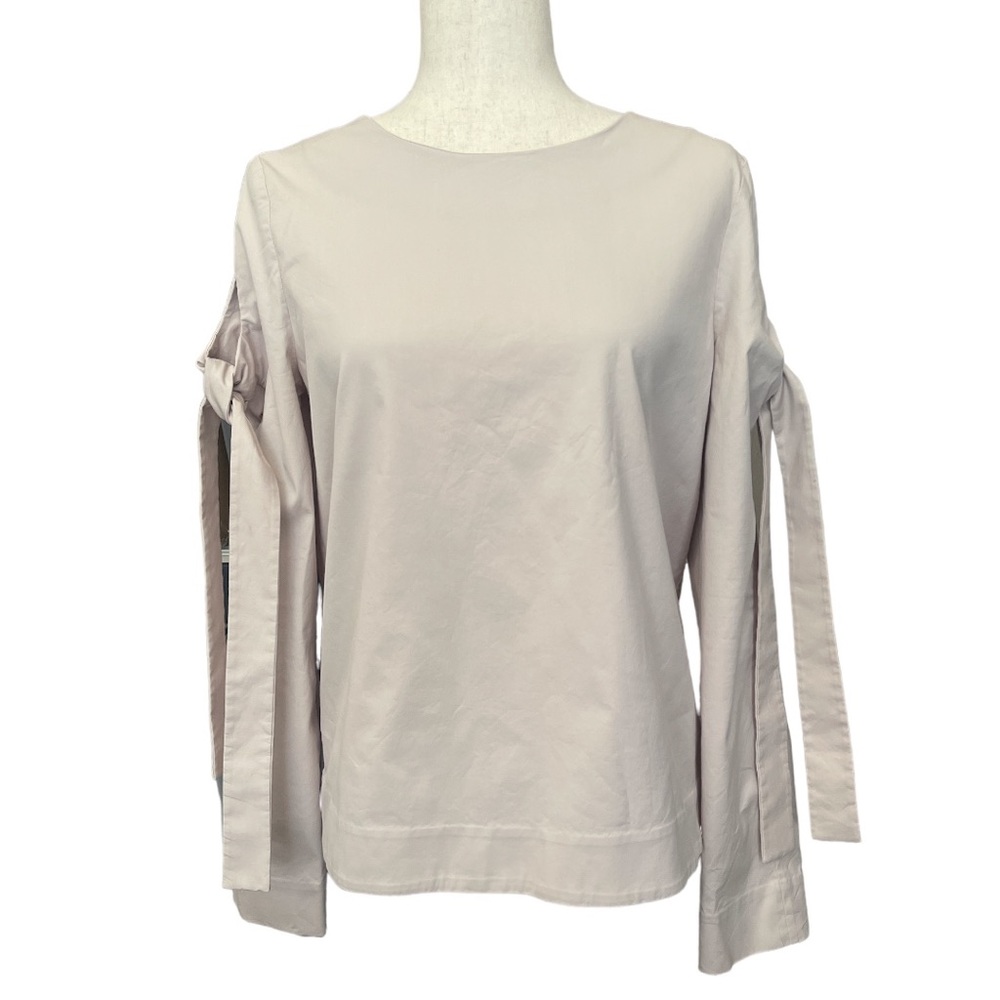 Cos Cotton Blend Round Neck Beige Peek-a-Boo Sleeves Top 8